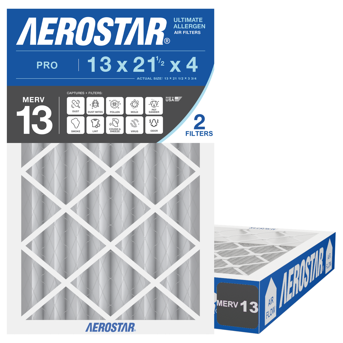 Aerostar 13x21Hx4 MERV 13 2 Pack