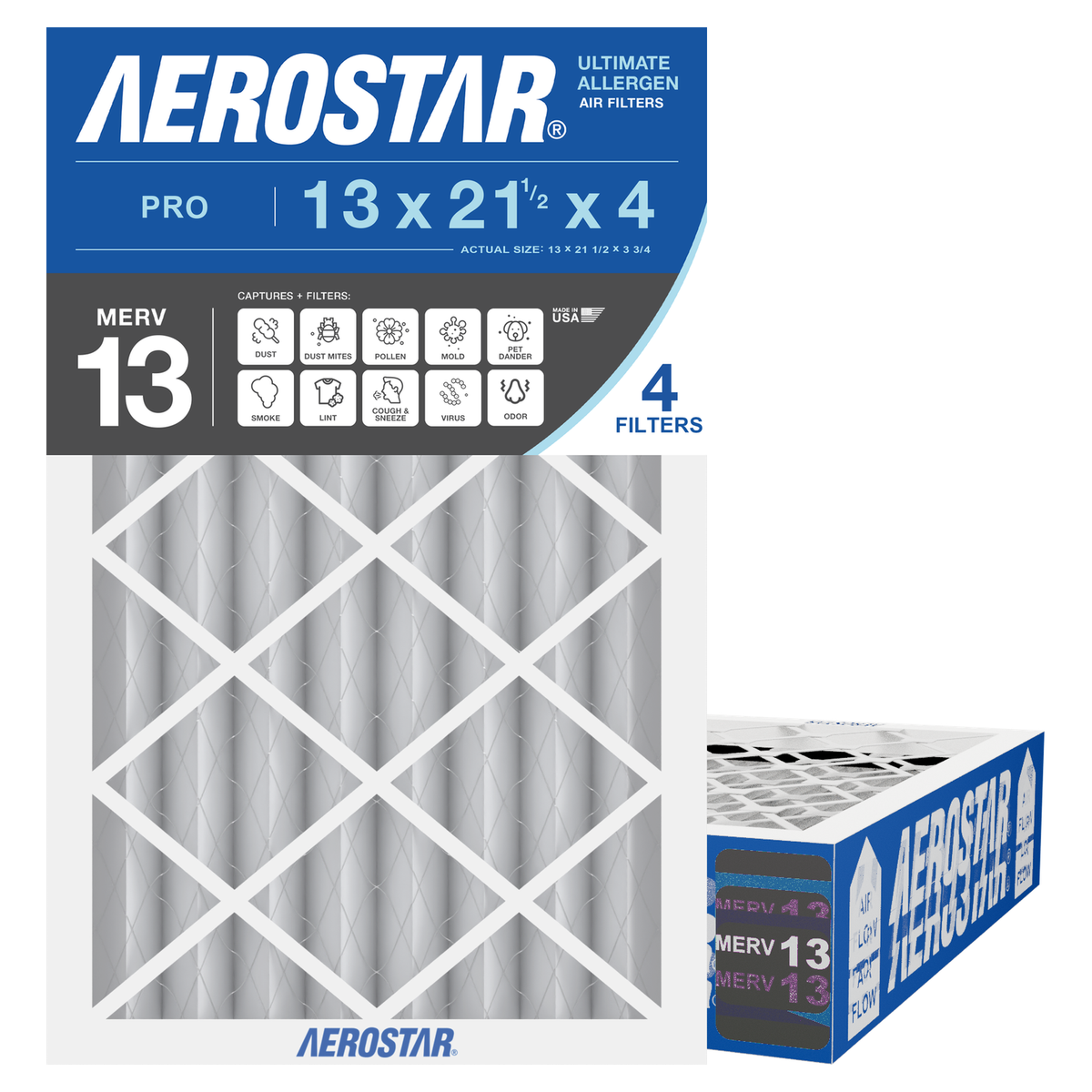 Aerostar 13x21Hx4 MERV 13 4 Pack