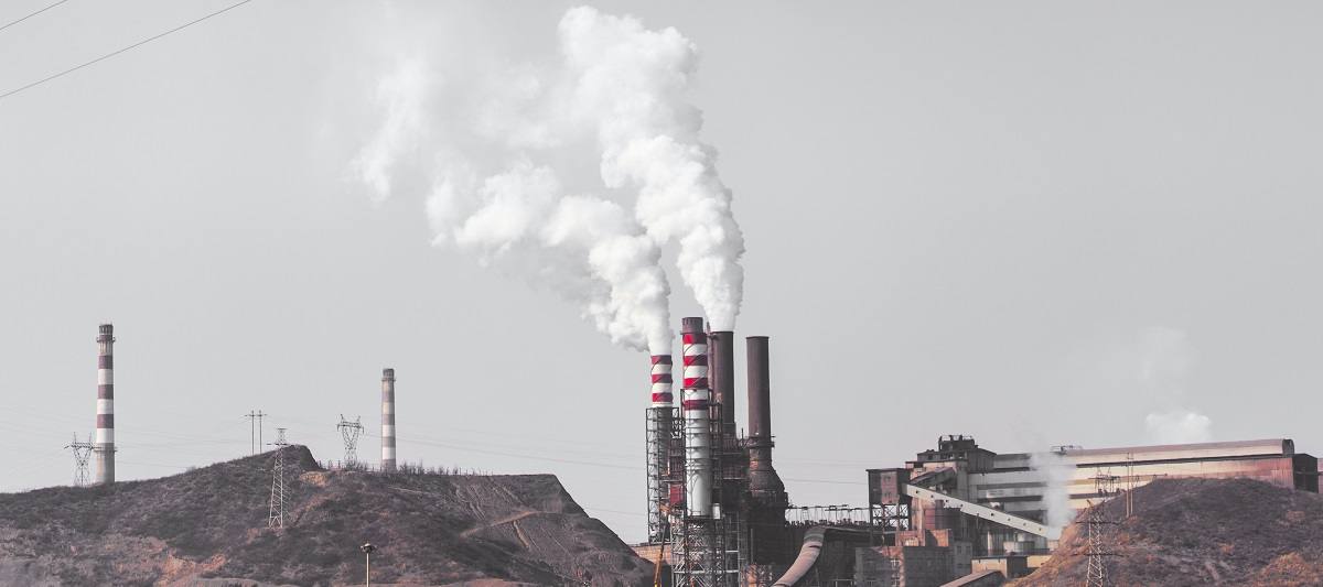 Industrial park smoke stacks