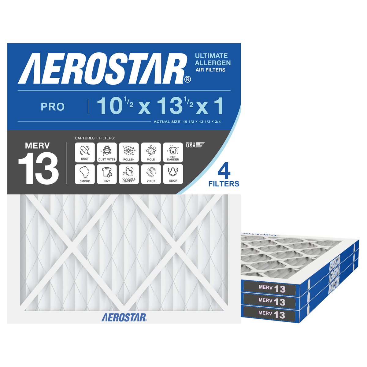 Aerostar 10Hx13Hx1 MERV 13 4 Pack