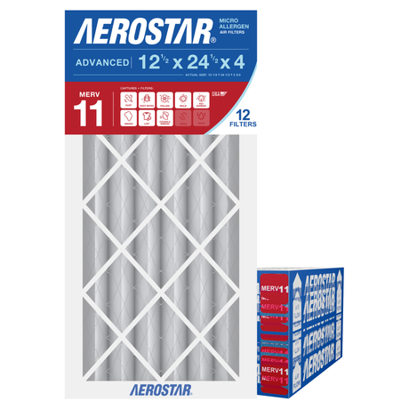 Aerostar 12Hx24Hx4 MERV 11 12 Pack