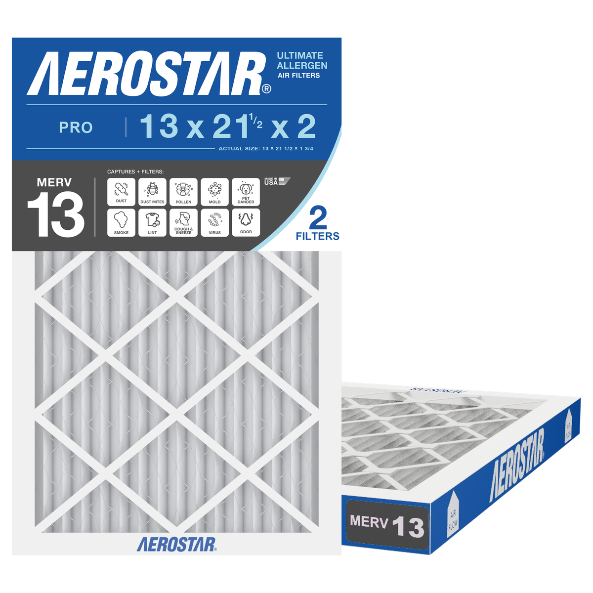 Aerostar 13x21Hx2 MERV 13 2 Pack