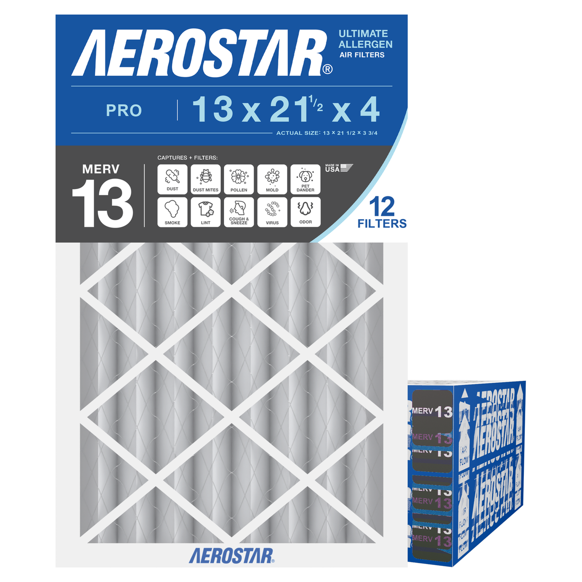 Aerostar 13x21Hx4 MERV 13 12 Pack
