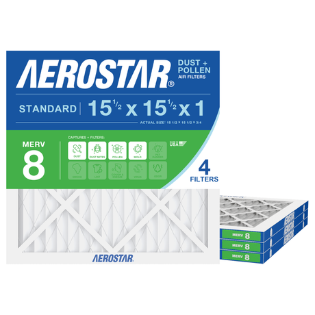 Aerostar 15Hx15Hx1 MERV 8 4 Pack