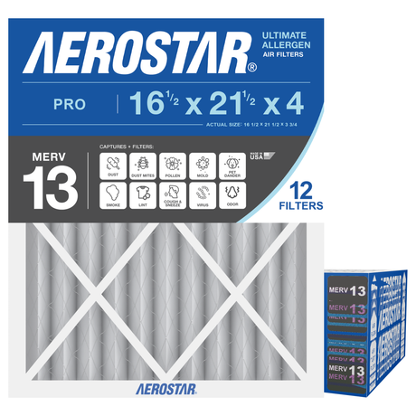 Aerostar 16Hx21Hx4 MERV 13 12 Pack