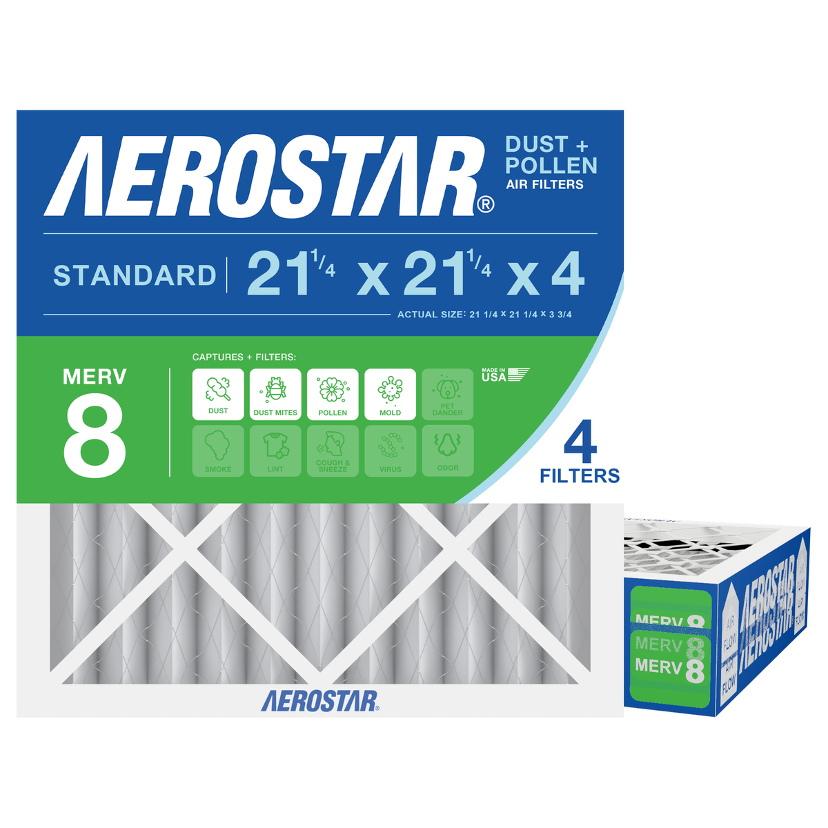 Aerostar 21Dx21Dx4 MERV 8 4 Pack