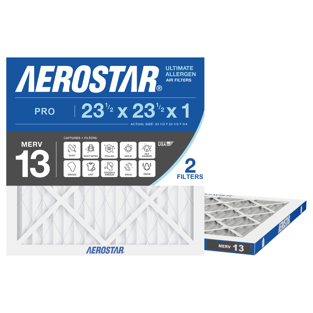 Aerostar 23Hx23Hx1 MERV 13 2 Pack
